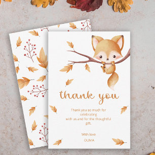 Carte De Remerciements Woodland Autumn Baby Fox Baby shower