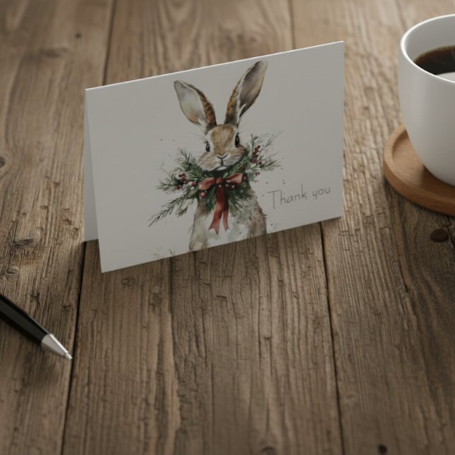 Carte De Remerciements Woodland Bunny Christmas Thank You Card (Créateur téléchargé)