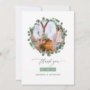 Carte De Remerciements Woodland Eucalyptus Green Mariage Photo Collage