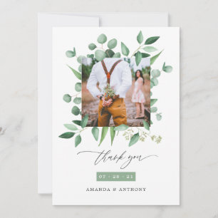 Carte De Remerciements Woodland Eucalyptus Green Mariage Photo Collage