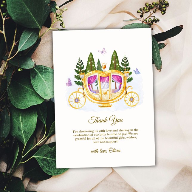 Carte De Remerciements Woodland Fairytale Princess Carriage Baby Shower (Woodland Fairytale Princess Carriage Baby Shower Thank You Card)
