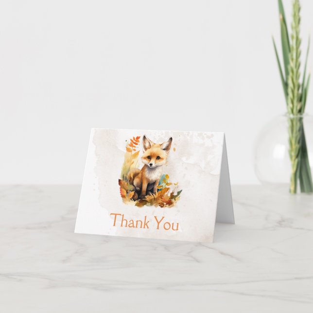 Carte De Remerciements Woodland Fox Cute Baby shower Photo (Devant)