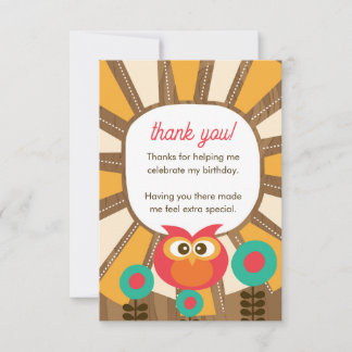 Carte De Remerciements Woodland Owl First Birthday Thank you  – One Year 