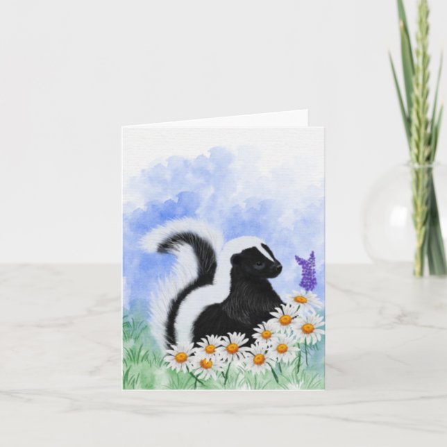 Carte De Remerciements Woodland Skunk in Daisy Meadow Small Greeting Card (Devant)