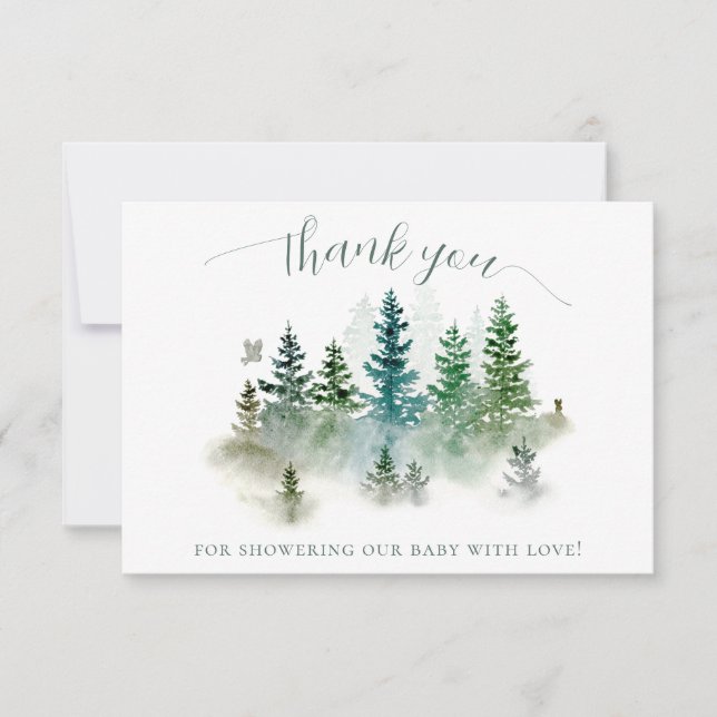 Carte De Remerciements Woodland Watercolor Baby Shower (Devant)