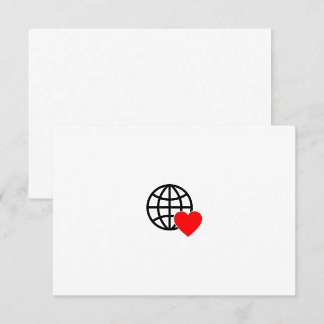 Carte De Remerciements World Love Globe Icon | Heart Earth Summer Design (Devant / Derrière)