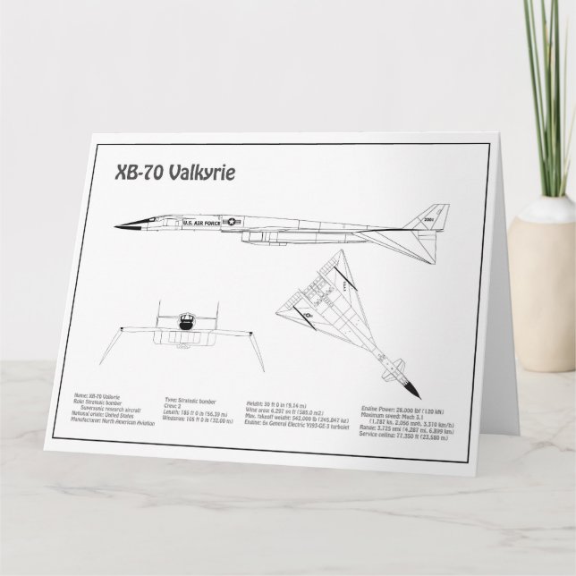 Carte De Remerciements XB-70 Valkyrie - Plans de plan d'avion BD (Devant)