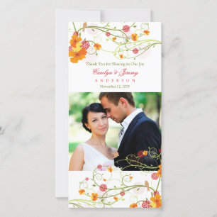 Carte De Remerciements Yellow Hibiscus & Swallows Floral Wedding Photo