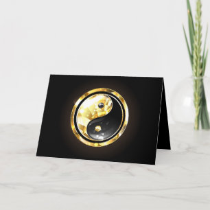 Carte De Remerciements Yin Yang or sur noir