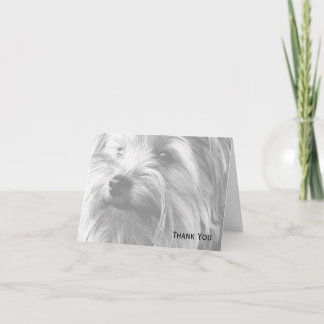 Carte De Remerciements Yorkshire noir et blanc Terrier Yorkie