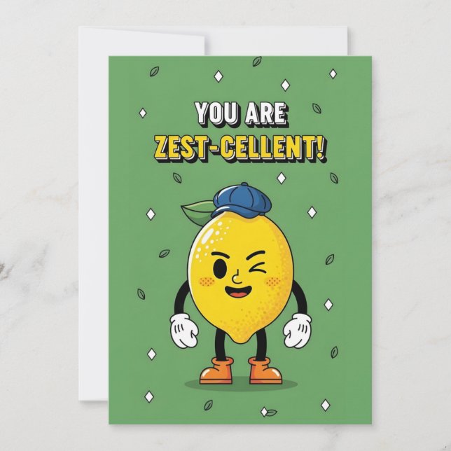 Carte De Remerciements You Are Zest-cellent funny lemon pun citrus (Devant)