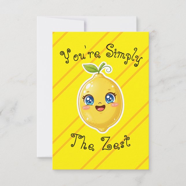 Carte De Remerciements You're Simply The Zest Food Pun Thank You Card (Devant)