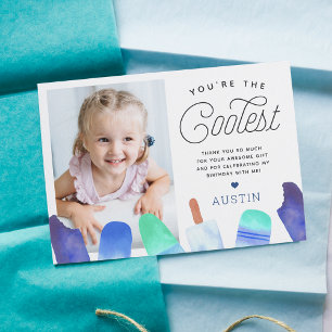 Carte De Remerciements You're The Coolest Thème Enfants Photo Popsicle