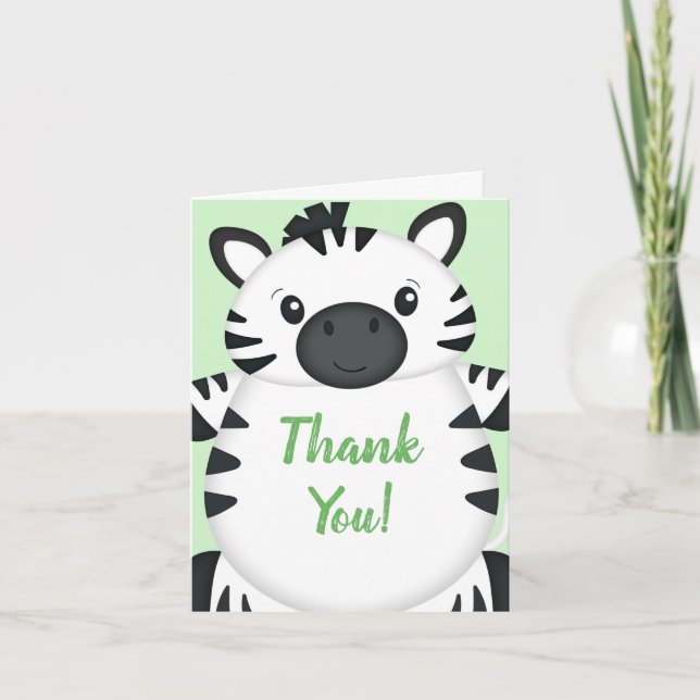 Carte De Remerciements Zebra Baby shower Green (Devant)
