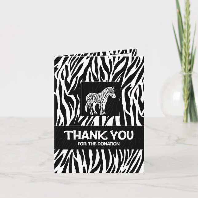 Carte De Remerciements Zebra Print 4"x5.6" Donation Thank You Notecard (Devant)