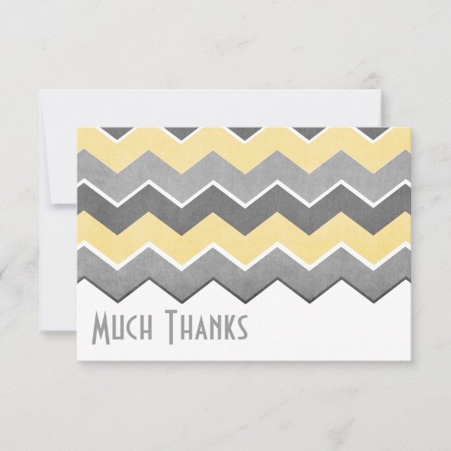 Carte De Remerciements Zig Zag Motif jaune et gris (Devant)