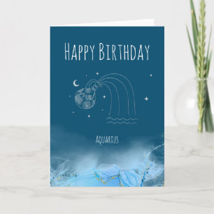Carte De Remerciements Zodiac d'anniversaire personnalisé Aquarius signe 