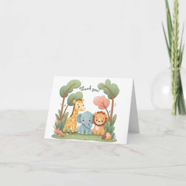 Carte De Remerciements Zoo Anniversaire (Devant)