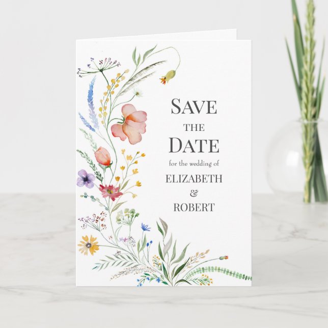 Carte de Remise à Date de Mariage Fleur de Prairie (Devant)