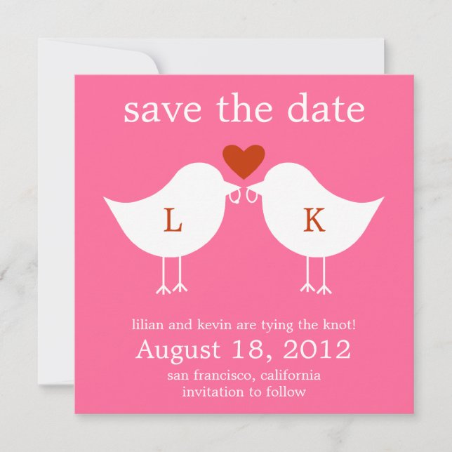 Carte de Remise de Date Monogram Birds - Rose Chau (Devant)