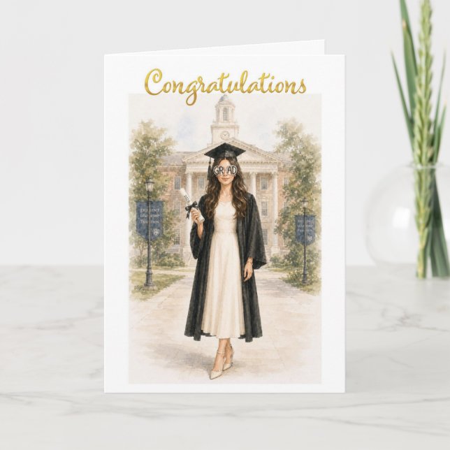 Carte de remise de diplôme 2026 Fille (Devant)
