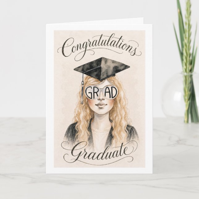 Carte de remise de diplôme 2026 Fille (Devant)
