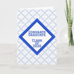 Carte de remise de diplôme bleue et blanche 2026