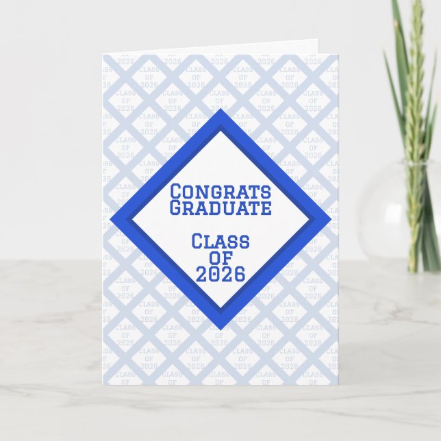 Carte de remise de diplôme bleue et blanche | 2026 (Devant)