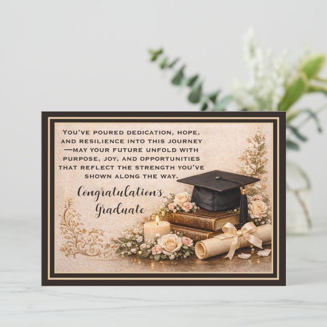 Carte de remise de diplôme élégante avec message d (Debout devant)