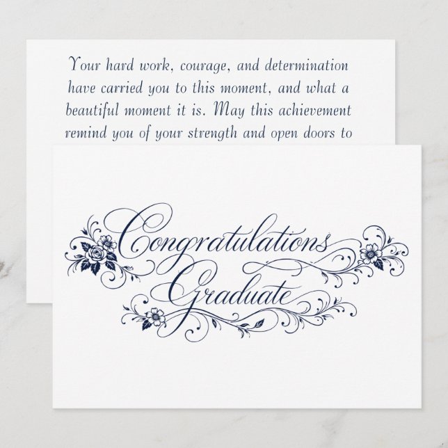 Carte de remise de diplôme élégante avec message s (Devant / Derrière)