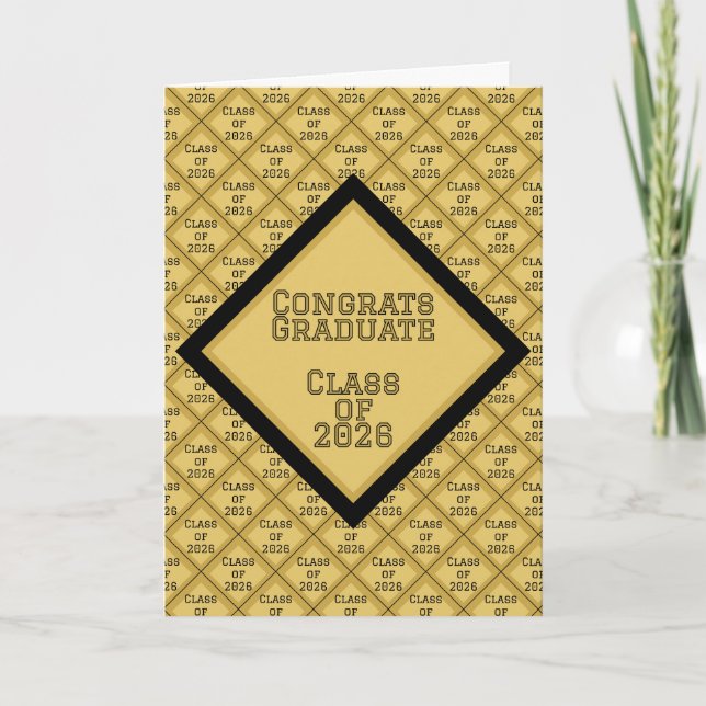 Carte de remise de diplôme noir et or | 2026 (Devant)