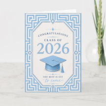 Carte de Remise de Diplômes Bleue et Blanche 2026
