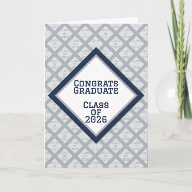 Carte de remise des diplômes Navy et Argent | 2026 (Devant)