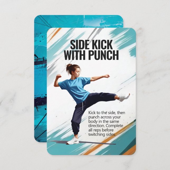 Carte de remise en forme Side Kick Punch (Devant / Derrière)