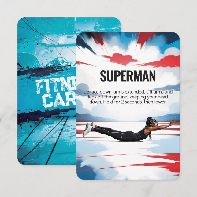 Carte de remise en forme Superman avec support ble (Devant / Derrière)