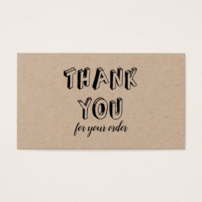 Carte de Remise Merci pour votre Achat Rustique (Devant)