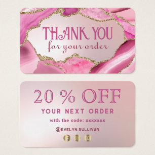 Carte de remise pour faux feuillet rose agneau