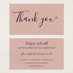 Carte de Remise Simple Rose Merci pour vos Achats
