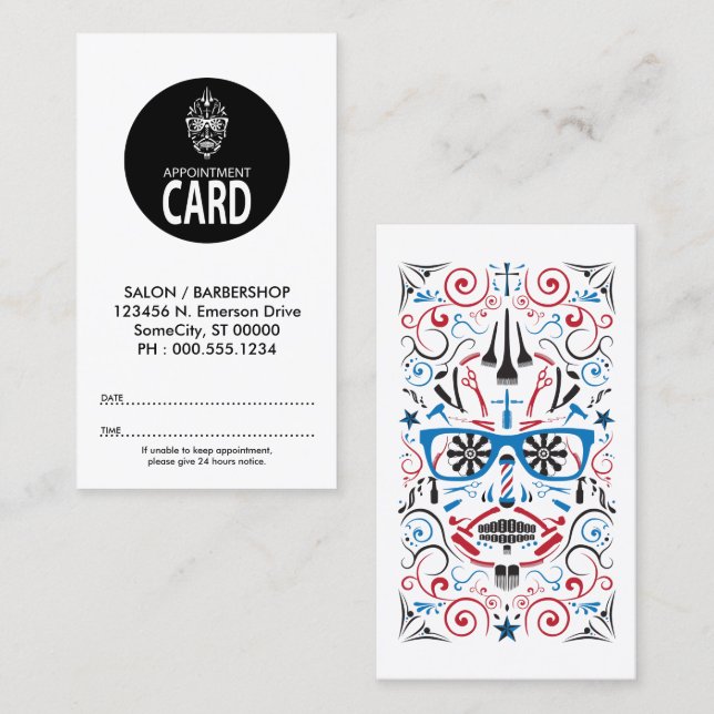 carte de rendez-vous à rayures (Devant / Derrière)