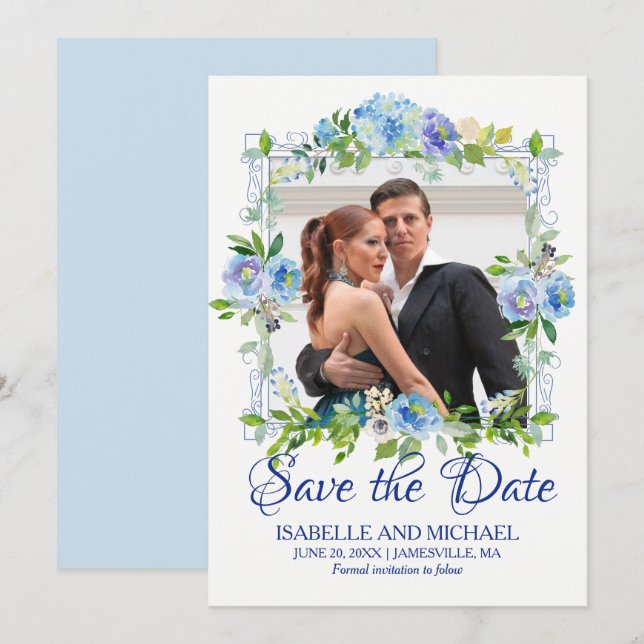 Carte de rendez-vous à save the date avec photo fl (Devant / Derrière)