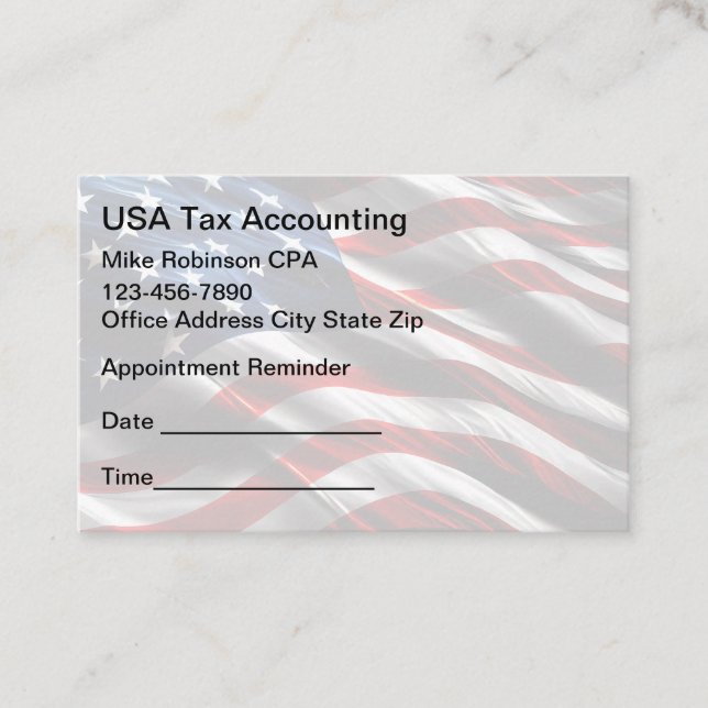 Carte De Rendez-vous Accountant Patriotic Appointment Reminder  (Devant)
