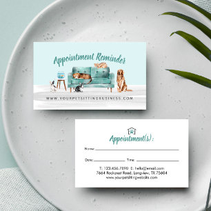 Carte De Rendez-vous Accueil Animaux de compagnie assis Aquarelle Cosy