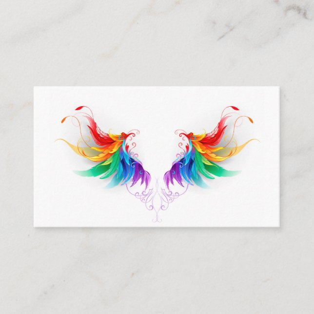 Carte De Rendez-vous Ailes fluffy arc-en-ciel (Devant)