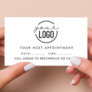 Carte De Rendez-vous Ajoutez Votre Logo Moderne Minimaliste Noir Blanc