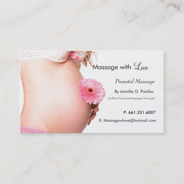Carte De Rendez-vous Amour, Massage prénatal (Devant)