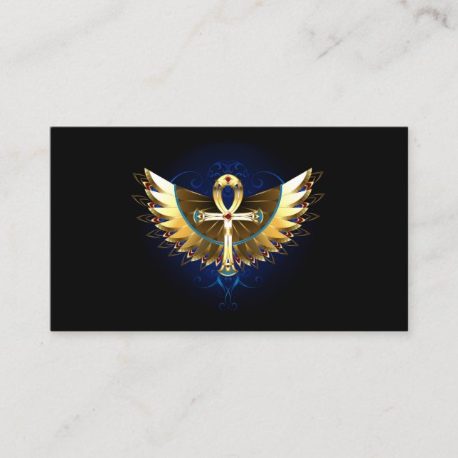 Carte De Rendez-vous Ankh or avec ailes (Devant)