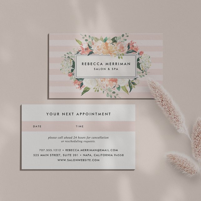 Carte De Rendez-vous Antique Floral Blush Pink Stripe | Nomination (Créateur téléchargé)