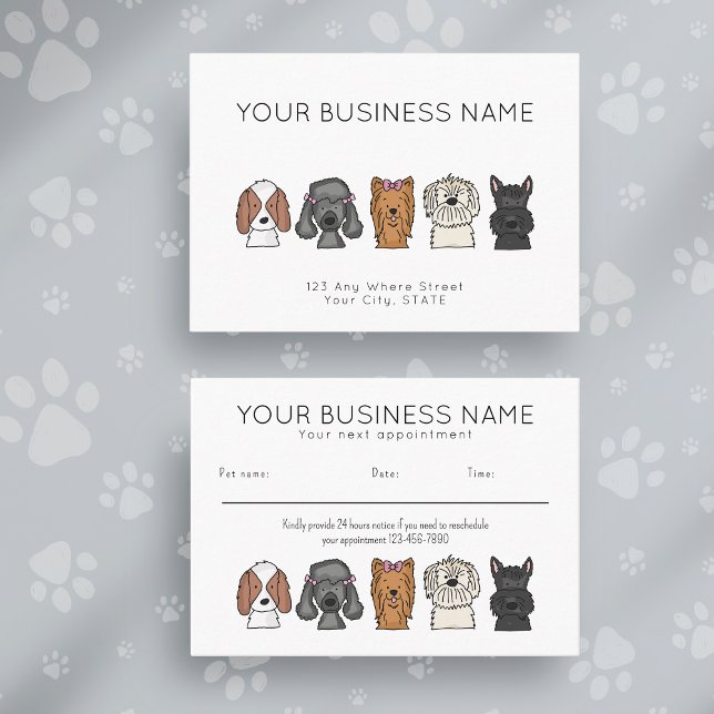 Carte De Rendez-vous Appointment Card Cute Dog Breeds Simple White (Créateur téléchargé)