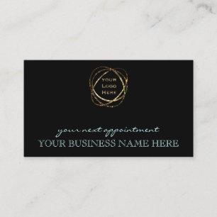 Carte De Rendez-vous Aqua moderne sur Black Custom Business Logo