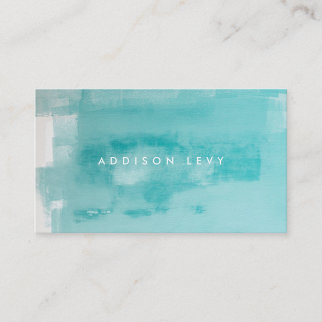 Carte De Rendez-vous Aqua Turquoise Grunge Peinture Perdue (Devant)